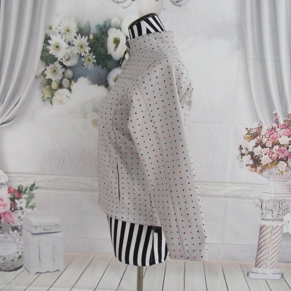 DONNA NICOLE Polka Dot Full Zip Off White Jacket - Picture 4 of 9